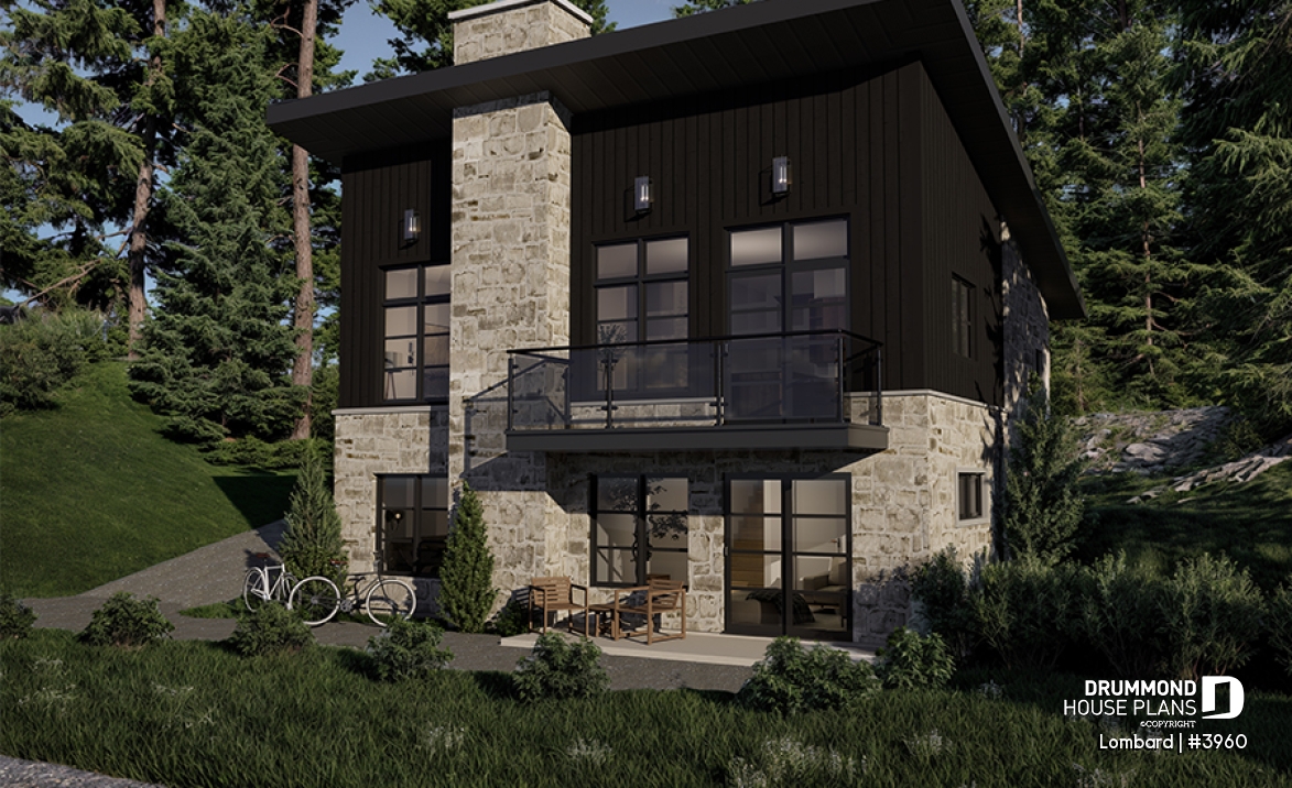 front - BASE MODEL - Modern Rustic Cottage Plan – Bright Layout with Central Fireplace, 3 Bedrooms &amp; Flexible Basement - Lombard