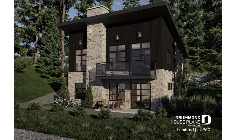 front - BASE MODEL - Modern Rustic Cottage Plan – Bright Layout with Central Fireplace, 3 Bedrooms &amp; Flexible Basement - Lombard