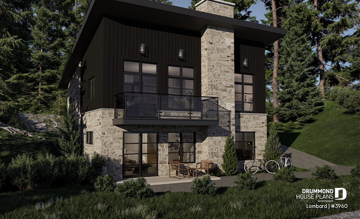 front - BASE MODEL - Modern Rustic Cottage Plan – Bright Layout with Central Fireplace, 3 Bedrooms &amp; Flexible Basement - Lombard