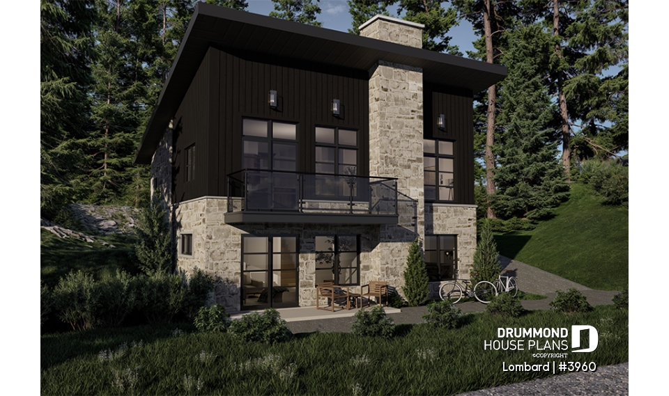 front - BASE MODEL - Modern Rustic Cottage Plan – Bright Layout with Central Fireplace, 3 Bedrooms &amp; Flexible Basement - Lombard