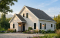 front - BASE MODEL - Waterfront small Cottage house plan, master on main floor, fireplace, pantry, mezzanine, covered patio - The Fireside