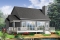 Rear view - BASE MODEL - Scandinavian family vacation house plan, 3 bedrooms, 2 storey chalet with mezzanine, wood frames - Harbor
