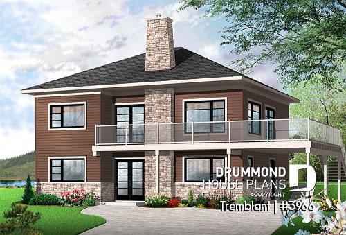front - BASE MODEL - Contemporary cottage plan, 3-4 beds, 2 family rooms large balcony, main living on second floor  - Tremblant