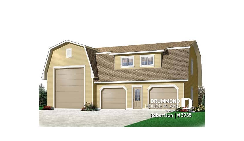front - BASE MODEL - 3-car garage for RV, and regular cars, two-storey and barn style! - Robertson