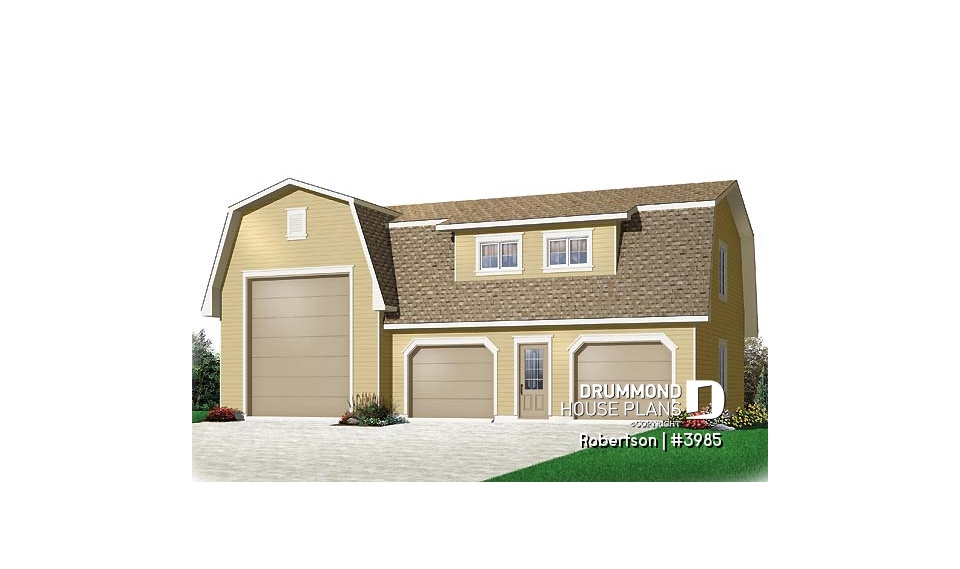 front - BASE MODEL - 3-car garage for RV, and regular cars, two-storey and barn style! - Robertson