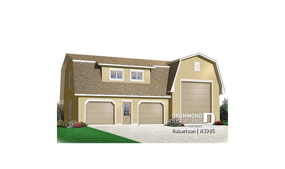 front - BASE MODEL - 3-car garage for RV, and regular cars, two-storey and barn style! - Robertson