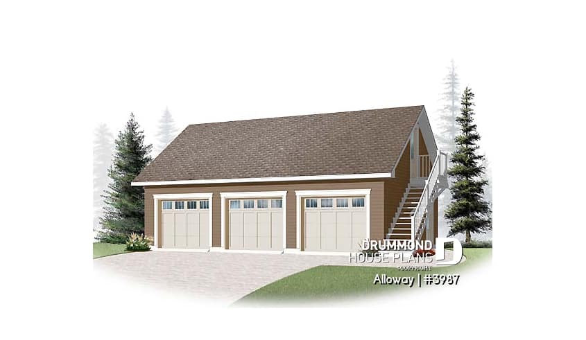 front - BASE MODEL - 3-car garage plan with bonus room to be finished on second floor - Alloway