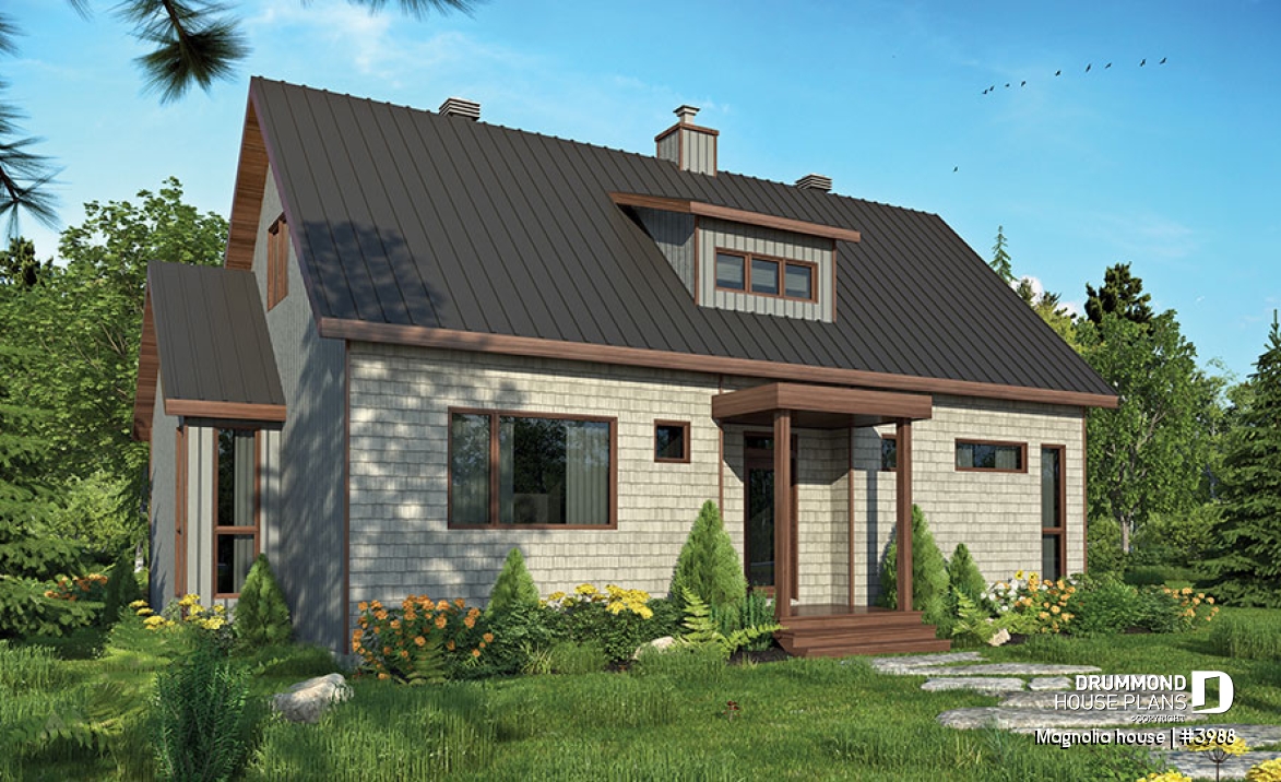 Color version 2 - Front - Modern Farmhouse home plan with open concept, great kitchen with island, master bedroom with ensuite and more - Magnolia house