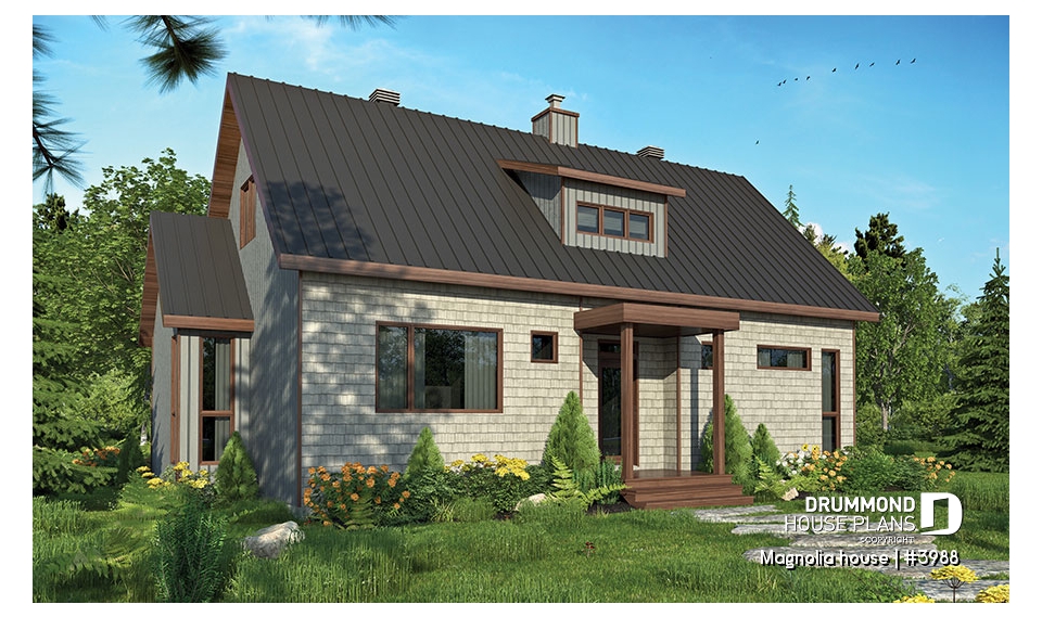 Color version 2 - Front - Modern Farmhouse home plan with open concept, great kitchen with island, master bedroom with ensuite and more - Magnolia house