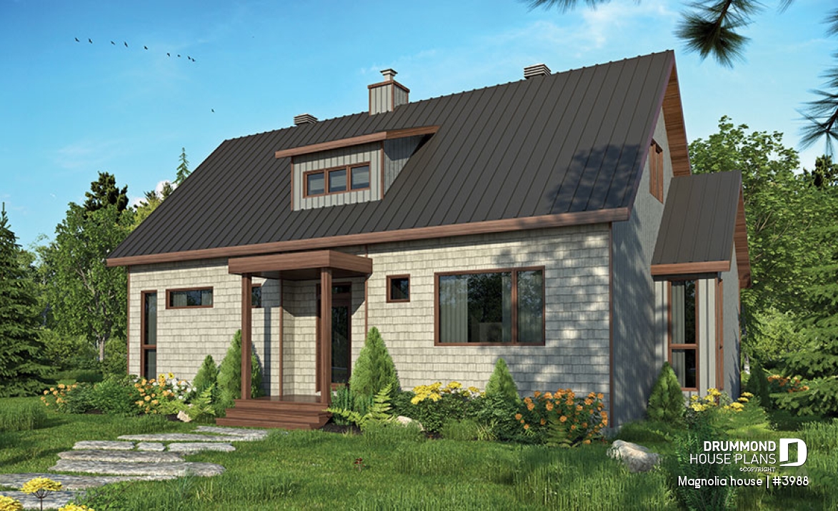 Color version 2 - Front - Modern Farmhouse home plan with open concept, great kitchen with island, master bedroom with ensuite and more - Magnolia house