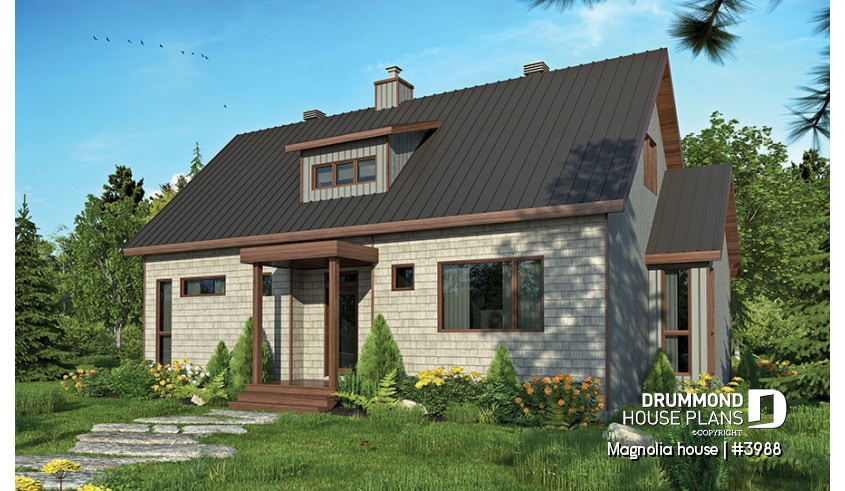 Color version 2 - Front - Modern Farmhouse home plan with open concept, great kitchen with island, master bedroom with ensuite and more - Magnolia house
