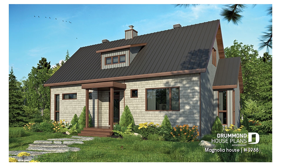Color version 2 - Front - Modern Farmhouse home plan with open concept, great kitchen with island, master bedroom with ensuite and more - Magnolia house