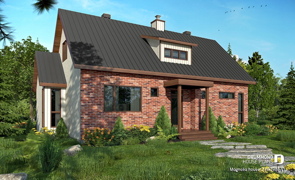 front - BASE MODEL - Modern Farmhouse home plan with open concept, great kitchen with island, master bedroom with ensuite and more - Magnolia house 2