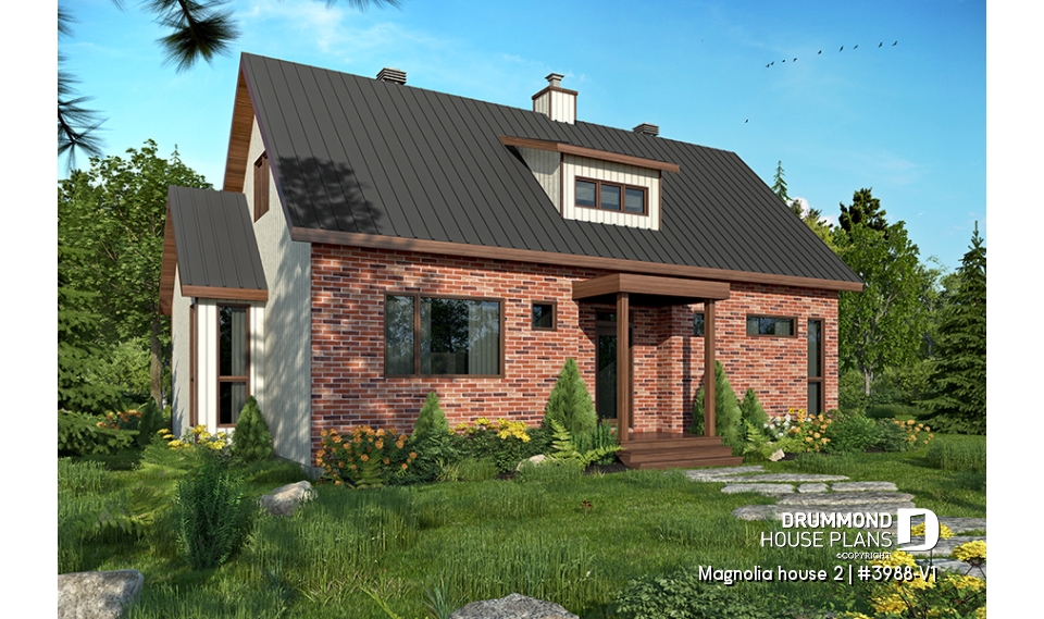 front - BASE MODEL - Modern Farmhouse home plan with open concept, great kitchen with island, master bedroom with ensuite and more - Magnolia house 2