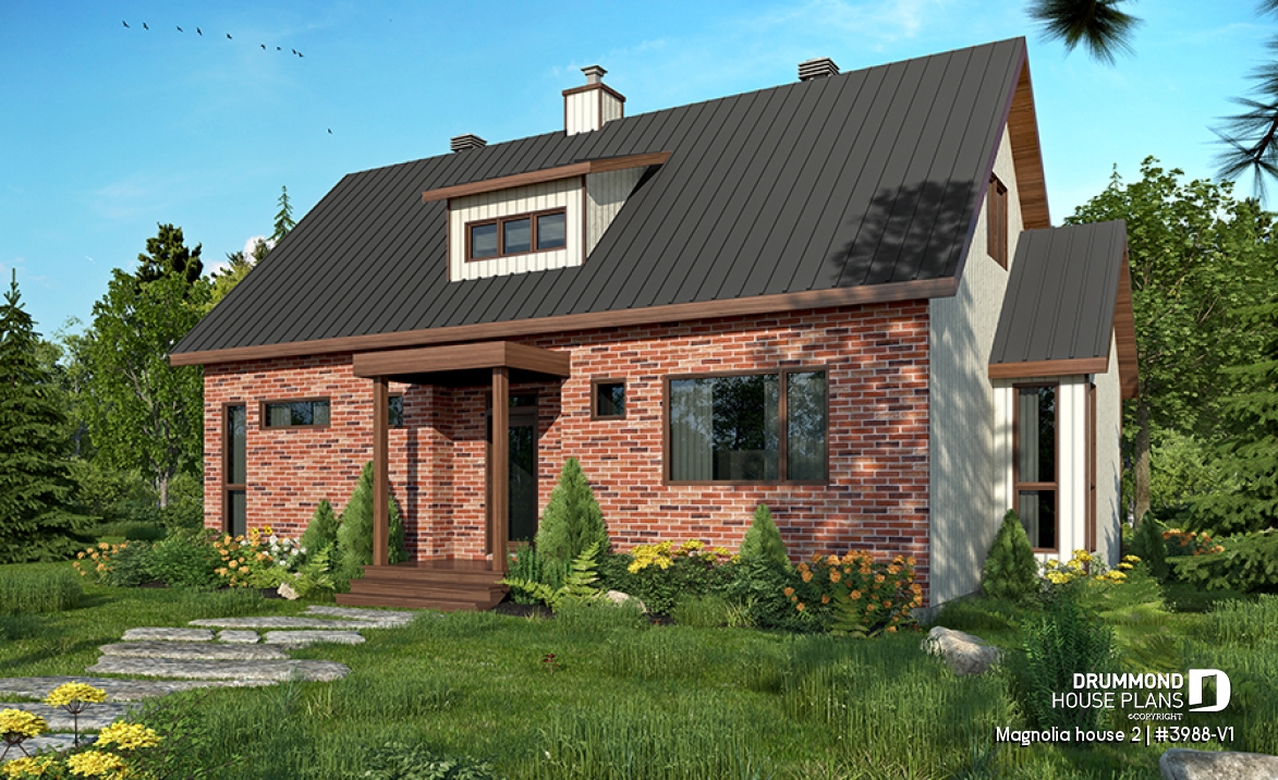 front - BASE MODEL - Modern Farmhouse home plan with open concept, great kitchen with island, master bedroom with ensuite and more - Magnolia house 2