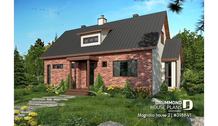 front - BASE MODEL - Modern Farmhouse home plan with open concept, great kitchen with island, master bedroom with ensuite and more - Magnolia house 2