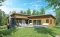 Rear view - BASE MODEL - Modern mid-century house plan, inlaw suite, 2 to 4 bedrooms, open concept, 10' ceiling on main - Laeticia
