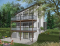 Color version 2 - Rear - Modern cottage plan, 2-3 bedrooms, 2 large terraces, panoramic views, 2 fireplaces, large kitchen island - Taylor