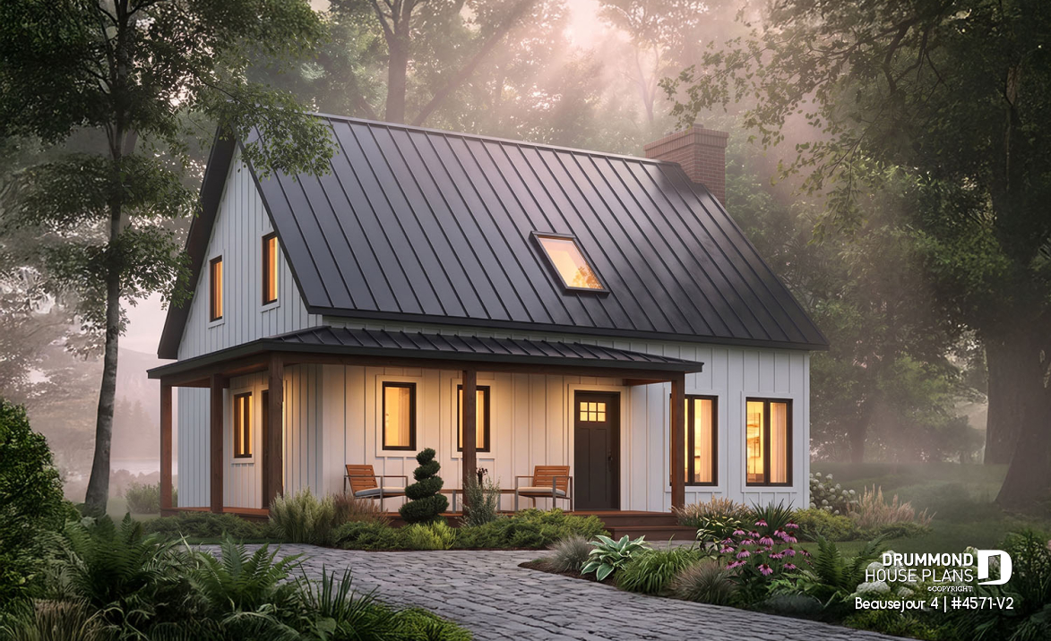 front - BASE MODEL - Country american home with 3 bedrooms, 2.5 bathrooms, open concept with fireplace, large covered deck - Beausejour 4