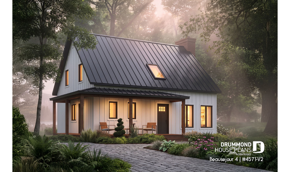 front - BASE MODEL - Country american home with 3 bedrooms, 2.5 bathrooms, open concept with fireplace, large covered deck - Beausejour 4