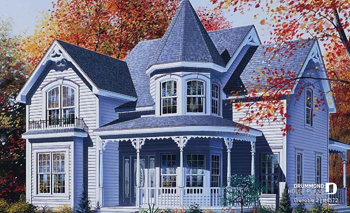 front - BASE MODEL - Victorian house plan with home office, breakfast nook and 3 bedrooms - Grenoble 2