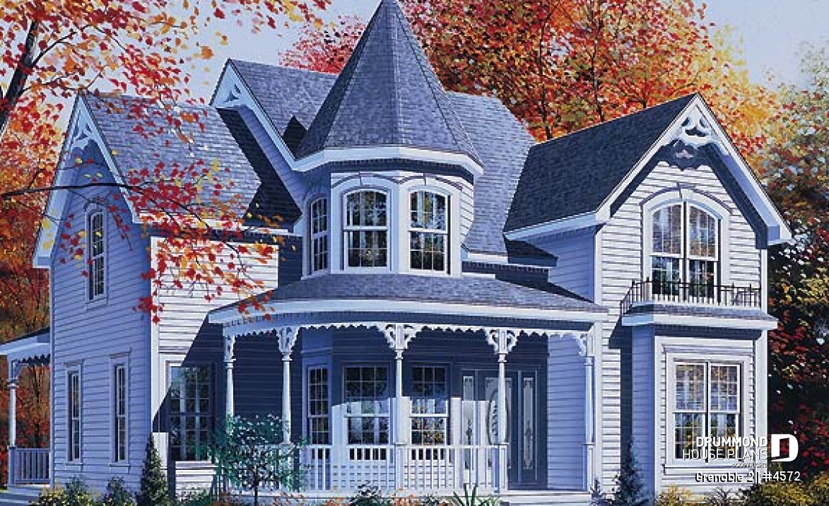 front - BASE MODEL - Victorian house plan with home office, breakfast nook and 3 bedrooms - Grenoble 2