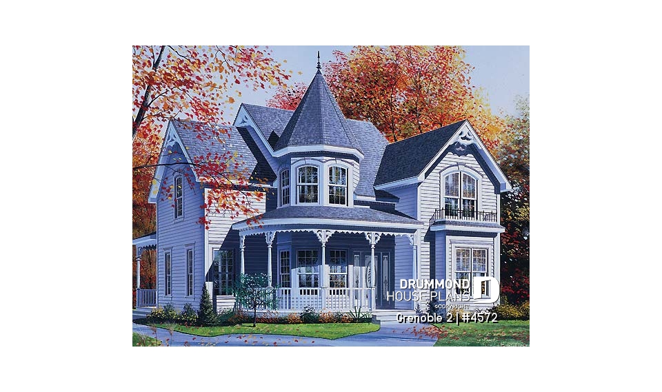 front - BASE MODEL - Victorian house plan with home office, breakfast nook and 3 bedrooms - Grenoble 2