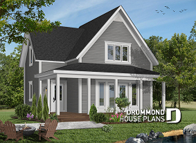 Color version 3 - Front - 2 bedroom cottage house plan with great front porch - Shawnigan
