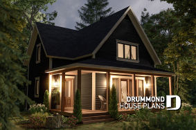front - BASE MODEL - 2 bedroom cottage house plan with great front porch - Shawnigan