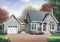 front - BASE MODEL - Country small house plan with 2 bedrooms + den, garage, family room with fireplace - Hamann 2
