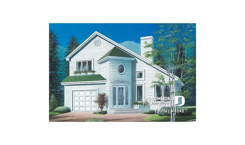 front - BASE MODEL - Modern 2-storey house plan with open floor plan concept - Foville