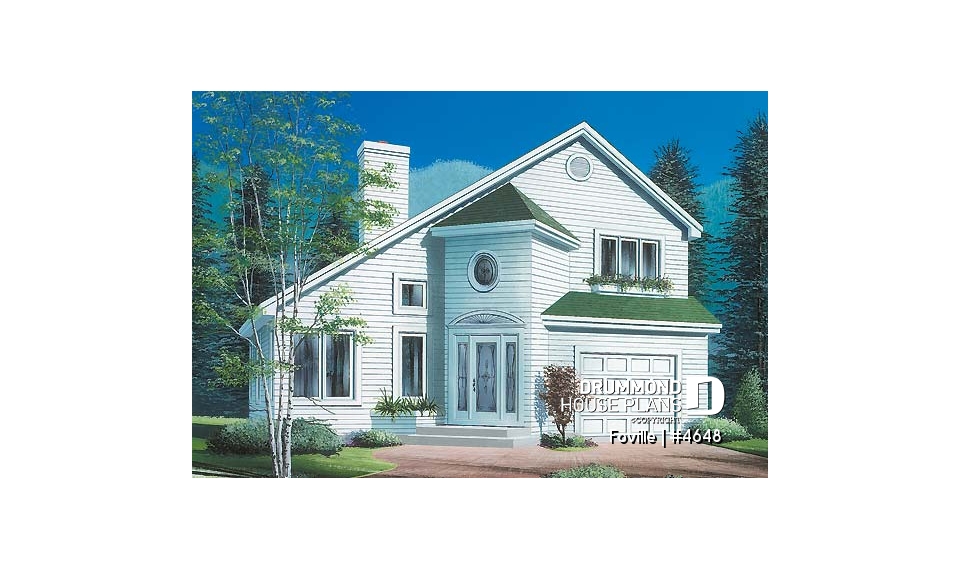 front - BASE MODEL - Modern 2-storey house plan with open floor plan concept - Foville