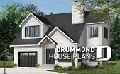 Color version 4 - Front - 2-storey house plan, garage, narrow lot, master suite, 3 to 4 bedrooms, 2.5 baths, laundry on second floor - Campbell 2