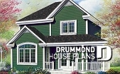 front - BASE MODEL - 3 bedroom country cottage house plan with great storage and budget friendly construction - Country Charmer 2