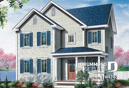 front - BASE MODEL - Budget friendly 2-storey house plan with 3 bedrooms, landry room on main and full unfinished basement - Acrivie