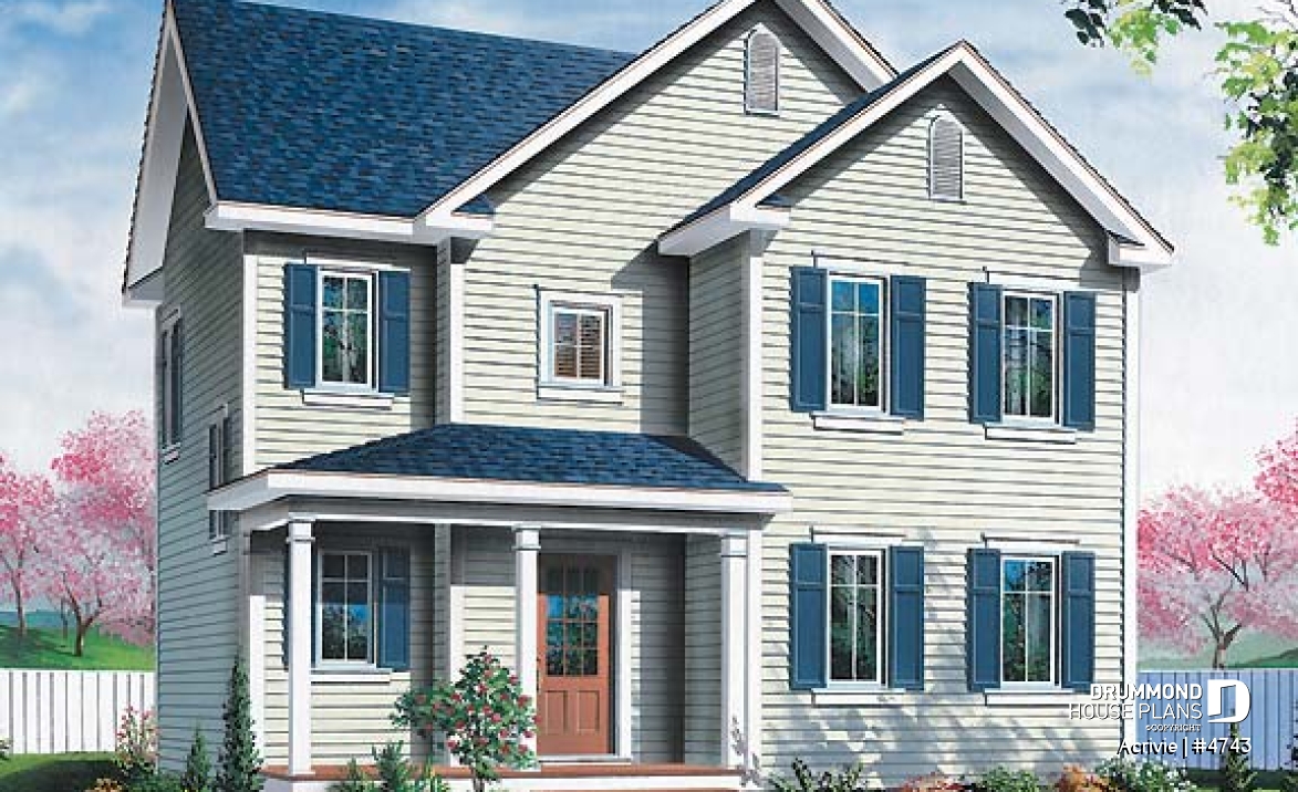 front - BASE MODEL - Budget friendly 2-storey house plan with 3 bedrooms, landry room on main and full unfinished basement - Acrivie
