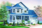 front - BASE MODEL - 2-storey house plan, one-car garage with bonus space above, fireplace, sitting area off kitchen - The Honeycomb 2