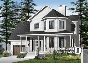 front - BASE MODEL - Beautiful Modern Victorian house plan, 3 to 4 bedrooms, 2.5 baths, bonus room, garage, fireplace, seating area - The Honeycomb 3