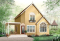 front - BASE MODEL - Small and affordable 2 to 3 bedroom home plan with large covered terrace and great open floor plan concept - The Woodlette 3