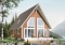 front - BASE MODEL - Traditional A-Frame Rustic cottage house plan, 2 bedrooms + loft, mezzanine and cathedral ceiling  - Whiskey Jack