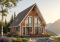 Rear view - BASE MODEL - Traditional A-Frame Rustic cottage house plan, 2 bedrooms + loft, mezzanine and cathedral ceiling  - Whiskey Jack
