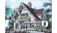 front - BASE MODEL - Swiss chalet or mountain style cottage plan, 3 bedrooms, 2 bathroo, open floor layout with large fireplace - Heidi