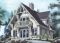 front - BASE MODEL - Swiss chalet or mountain style cottage plan, 3 bedrooms, 2 bathroo, open floor layout with large fireplace - Heidi