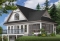 Rear view - BASE MODEL - A-Frame 2 bedroom Cottage home plan with screened-in terrace and large fireplace - The Woodlyne 2