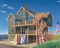front - BASE MODEL - Cape Hatteras style house plan with 5 bedrooms, 3.5 baths, reverse floor plans, 2 terraces, fireplace - The Wind Drift