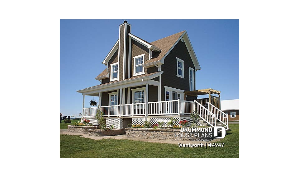 front - BASE MODEL - 3 bedroom country cottage, master bedroom with private balcony, open floor plan concept - Wentworth