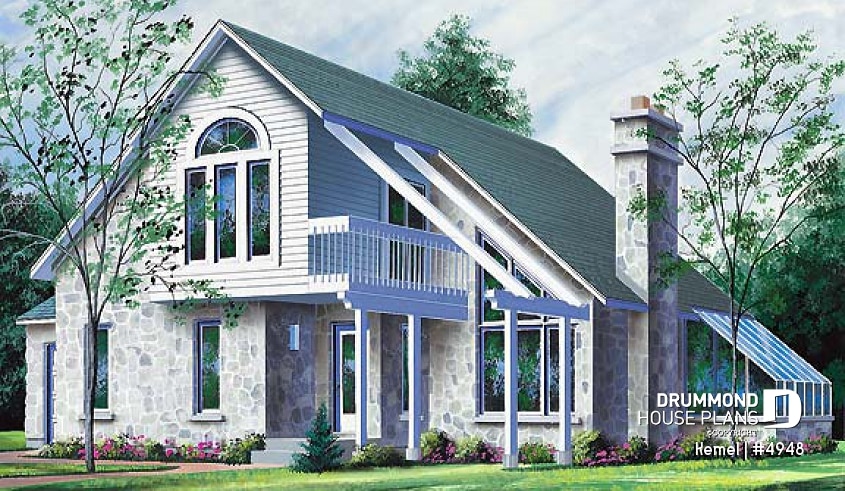 front - BASE MODEL - Moderne A-Frame Chalet with 3 to 4 bedrooms, solarium and breakfast nook - Kemel
