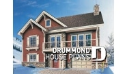 front - BASE MODEL - Ski chalet plan, reverse floor plans, master and living areas on second floor, large fireplace - Charleston 2