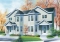 front - BASE MODEL - Victorian inspired duplex plan with 2 to 3 bedroom per unit and large kitchen with pantry - Rosalie