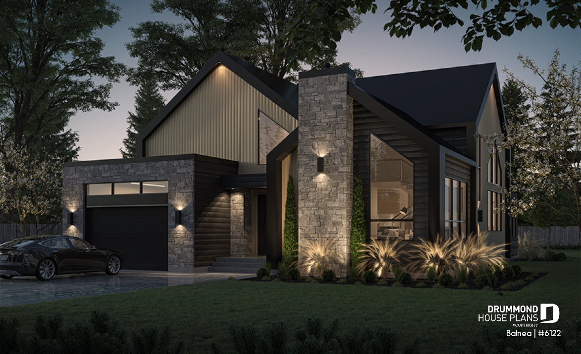front - BASE MODEL - Modern Scandinavian Home Design – Sunroom, Fireplace, Luxurious Primary Suite &amp; Optional Finished Basement - Balnea